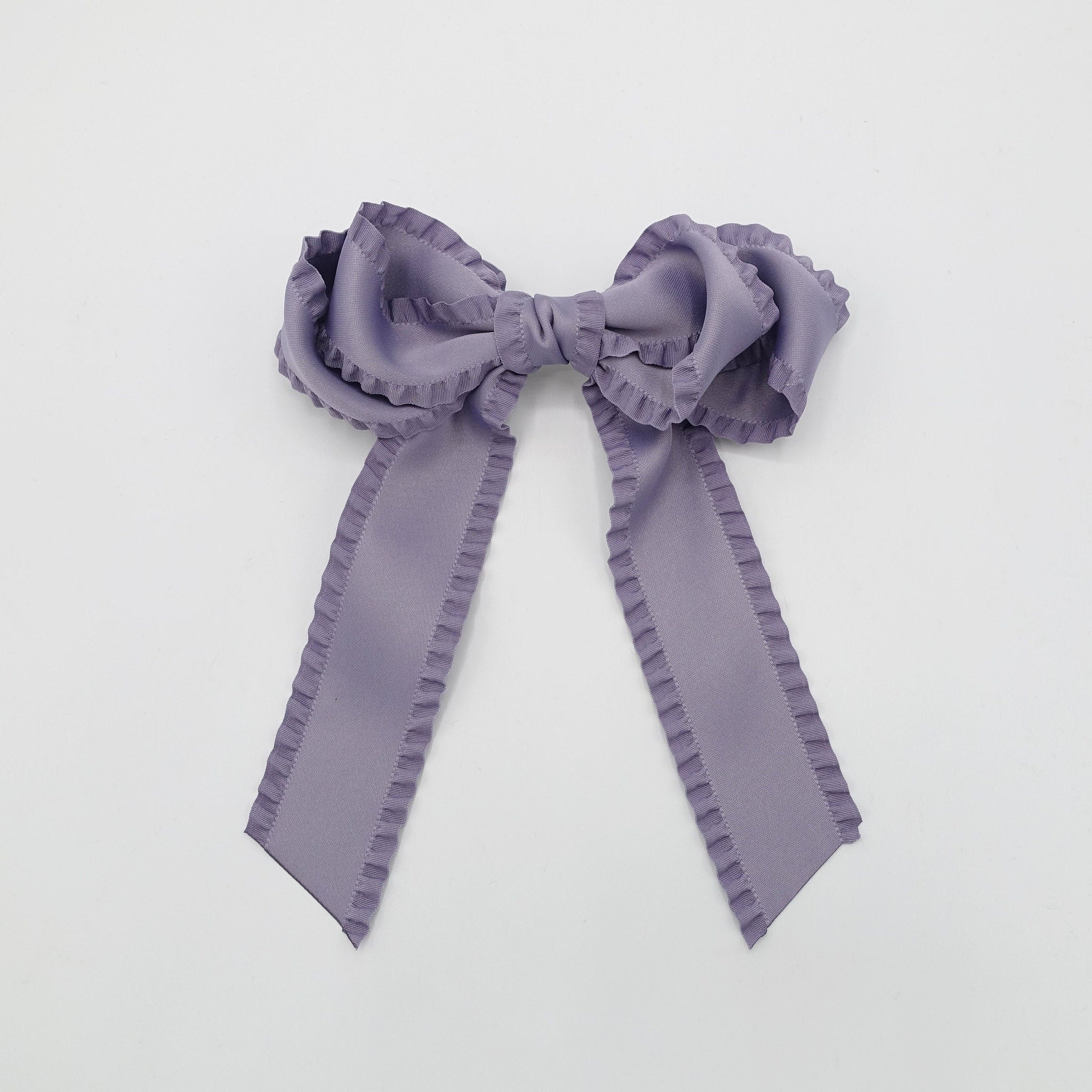 veryshine.com Pale violet long tail frill hair bow edge decorated women hair french barrette hair accessory for women