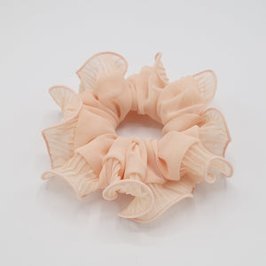 veryshine.com Peach pink pleated edge chiffon scrunchies hair elastic women hair tie hair accessory for women