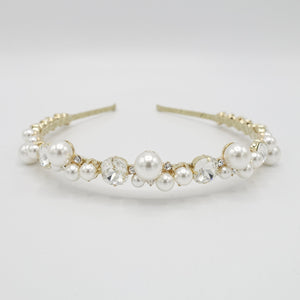 veryshine.com Pearl bridal headband thin pearl hairband rhinestone jewel hair accessory for women