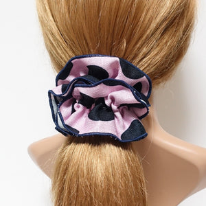 veryshine.com Pink big dot chiffon layered scrunchies woman hair scrunchie