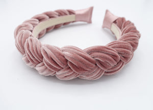 veryshine.com Pink Brooklyn braided velvet headband stylish chunky fashionable hairband for women