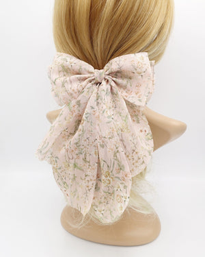 veryshine.com Pink floral chiffon hair bow layered style feminine hair accessory for women