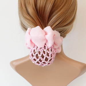 veryshine.com Pink rhinestone bun net chiffon decorated snood hair claw women hair accessory