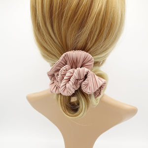 veryshine.com Pink solid pleated scrunchies hair elastic women scrunchy accessories for women