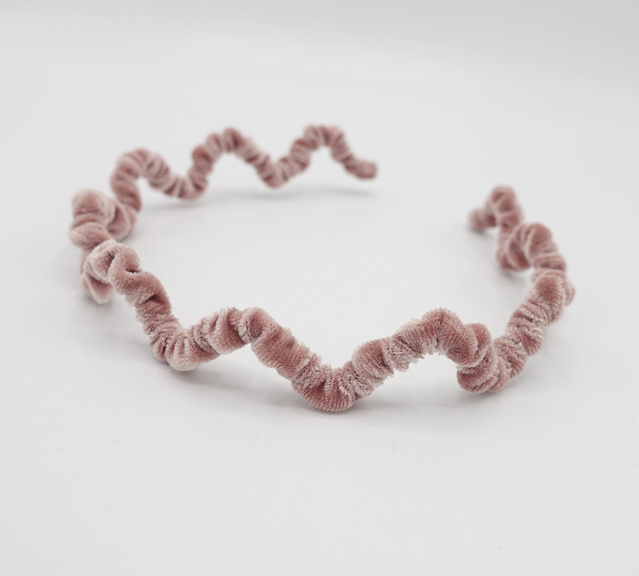 veryshine.com Pink thin wave velvet headband pleated hairband