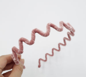 veryshine.com Pink zigzag velvet wrap wire headband