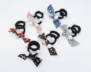 veryshine.com Ponytail holders a set of pearl decorated bow knot ponytail holders hair elastic
