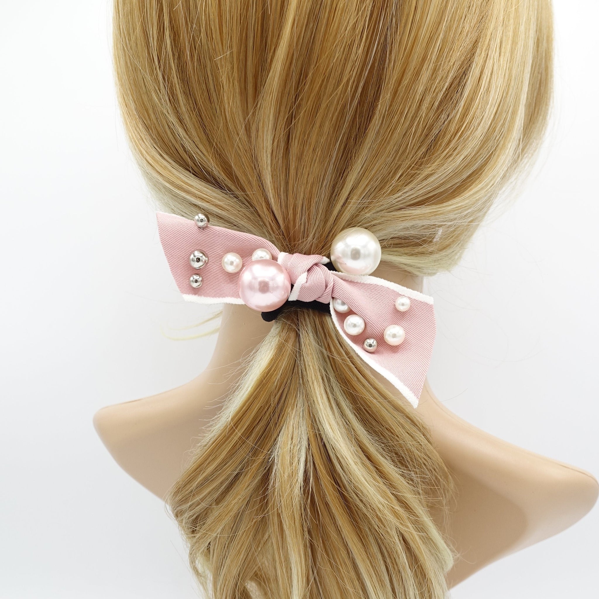 veryshine.com Ponytail holders a set of pearl decorated bow knot ponytail holders hair elastic