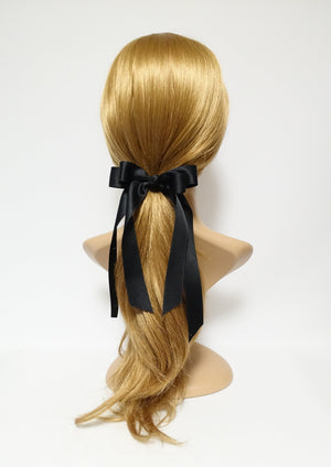veryshine.com Ponytail holders Black cream satin long tail bow hair elastic ponytail holder comb for women