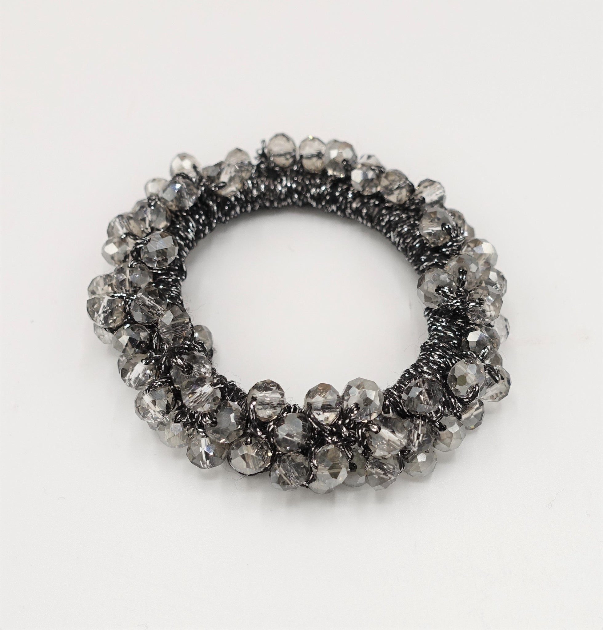 veryshine.com Ponytail holders Black diamond glass beads beaded hair elastic ponytail holder women scrunchies