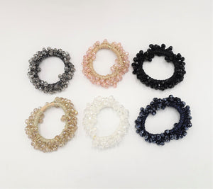 veryshine.com Ponytail holders Black glass beads beaded hair elastic ponytail holder women scrunchies
