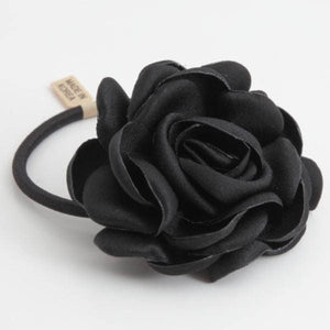 veryshine.com Ponytail holders Black Handmade flower ponytail holder Simple Wild Rose Flower Elastic Ponytail Holder Women Hair Accessories