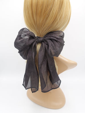 veryshine.com Ponytail holders Black linen glam hair bows elastic hair tie ponytail holder
