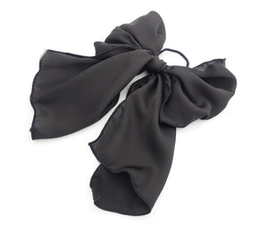 veryshine.com Ponytail holders Black satin big glam bow hair elastic large stylish scarf knot tie bow ponytail holder