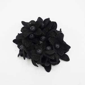 veryshine.com Ponytail holders Black suede petal flower sparking ball embellished hair elastic ponytail holder