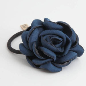 veryshine.com Ponytail holders Blue navy Handmade flower ponytail holder Simple Wild Rose Flower Elastic Ponytail Holder Women Hair Accessories