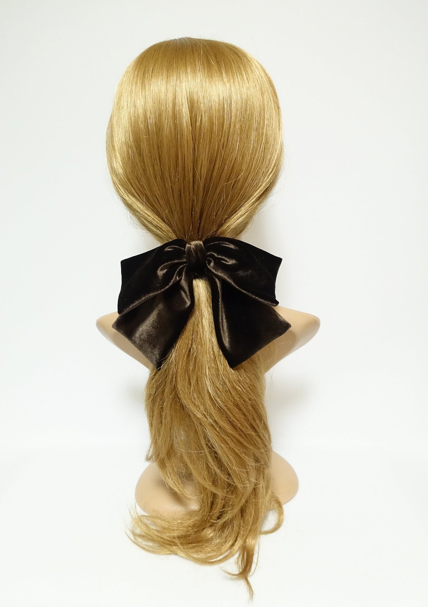 veryshine.com Ponytail holders Brown velvet drape hair bow ponytail holder basic floppy style bow elastic hair ties women hair accessory