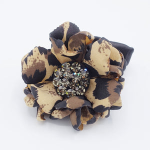 veryshine.com Ponytail holders Caramel leopard petal flower hair elastic rhinestone embellished flower ponytail holder