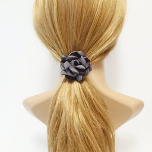 veryshine.com Ponytail holders Gray Handmade flower ponytail holder Simple Wild Rose Flower Elastic Ponytail Holder Women Hair Accessories