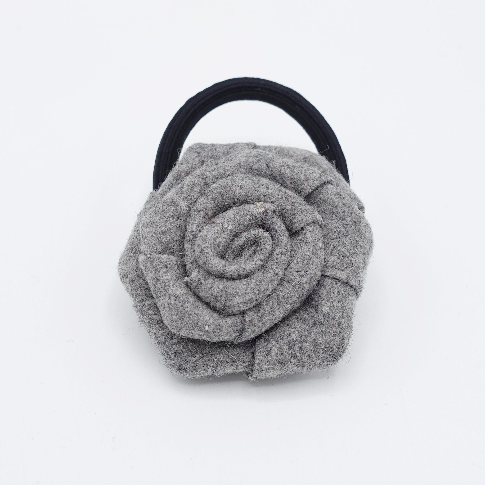 veryshine.com Ponytail holders Gray woolen flower hair tie ponytail holder