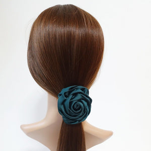 veryshine.com Ponytail holders Handmade Satin Fabric Simple Rose Elastic Band Ponytail Holder Women hair accessories