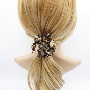 veryshine.com Ponytail holders leopard petal flower hair elastic rhinestone embellished flower ponytail holder