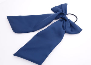 veryshine.com Ponytail holders Navy glossy satin bow knot long tail hair tie solid color ponytail holder women hair elastic