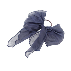 veryshine.com Ponytail holders Navy silky chiffon bow knot hair elastic women ponytail holder hair tie