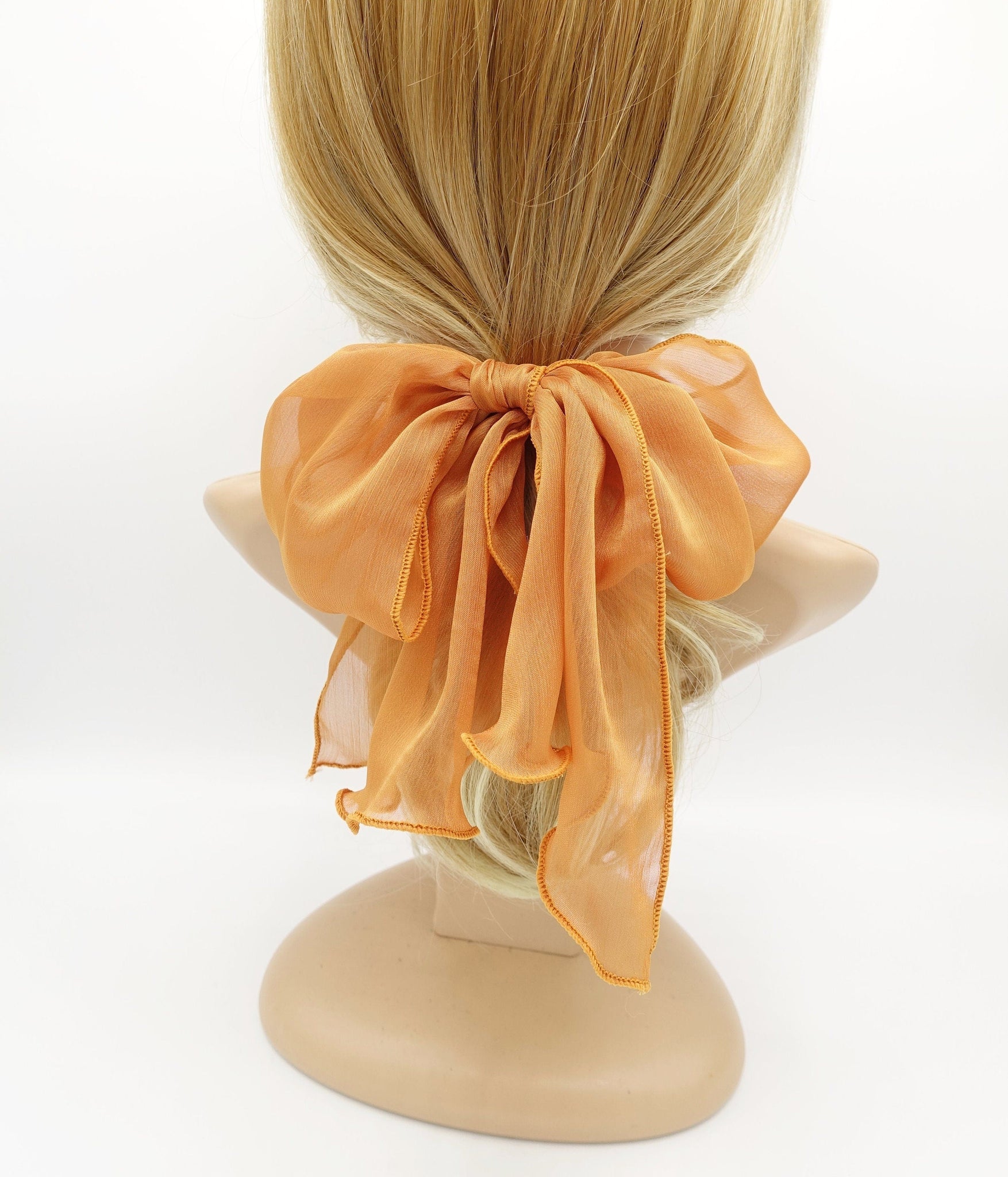veryshine.com Ponytail holders Orange silky chiffon bow knot hair elastic women ponytail holder hair tie