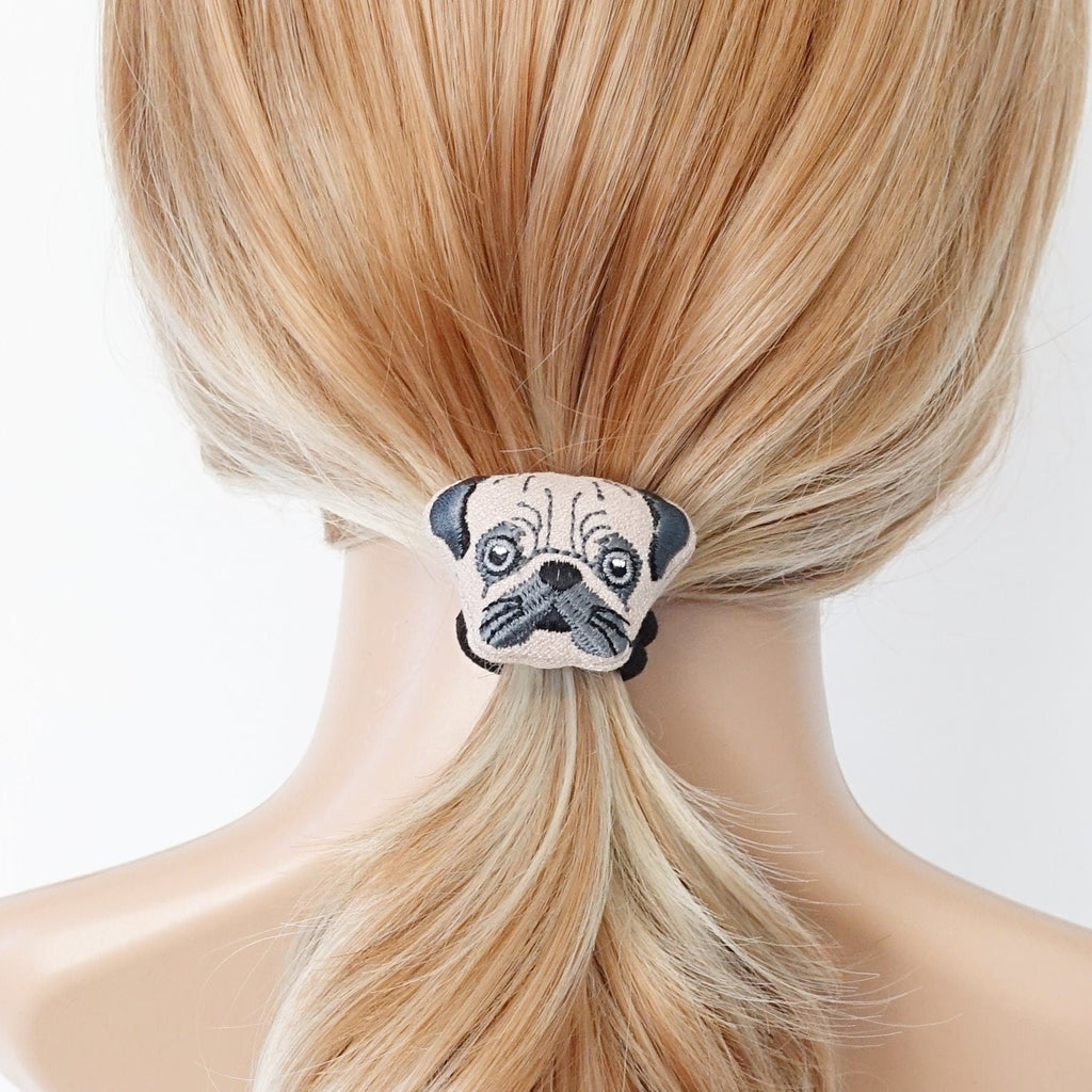 veryshine.com Ponytail holders pet dog embroidery hair elastic companion character ponytail holder cuter  hair ties