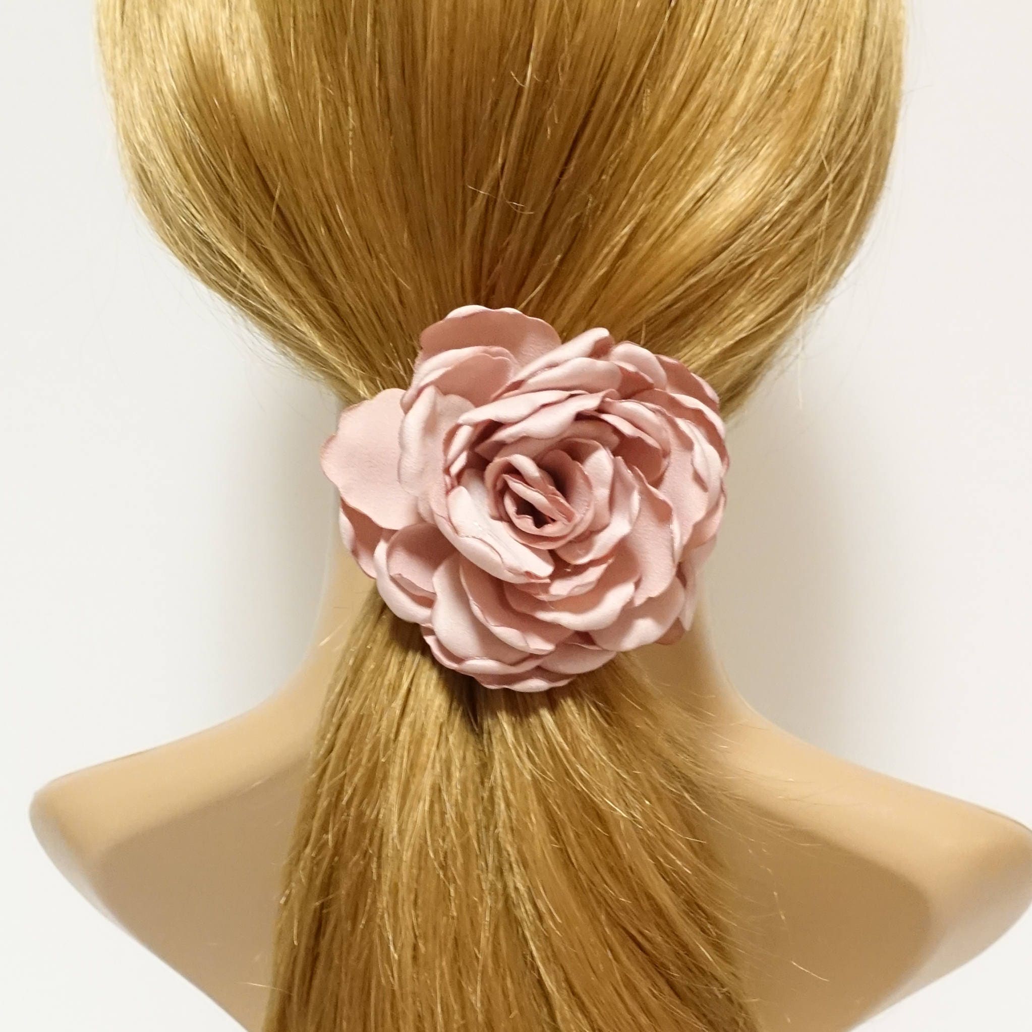veryshine.com Ponytail holders Pink Discolored Petal Wild Rose Flower Hair Elastic Ponytail Holder Women Hair Accessory