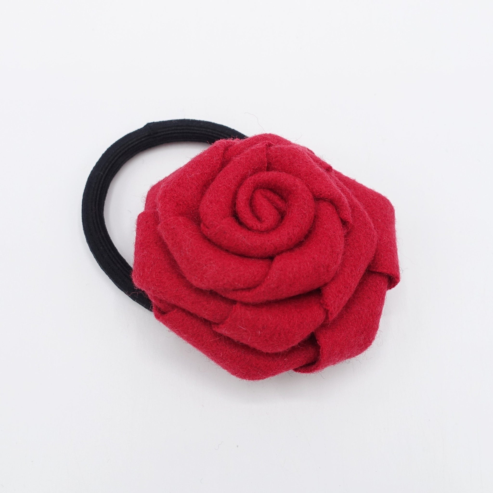 veryshine.com Ponytail holders Red woolen flower hair tie ponytail holder