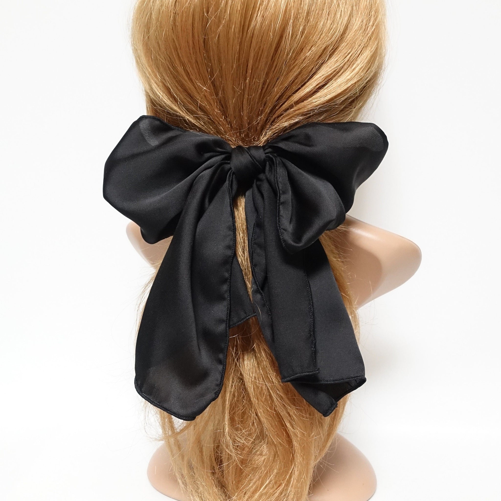 veryshine.com Ponytail holders satin big glam bow hair elastic large stylish scarf knot tie bow ponytail holder