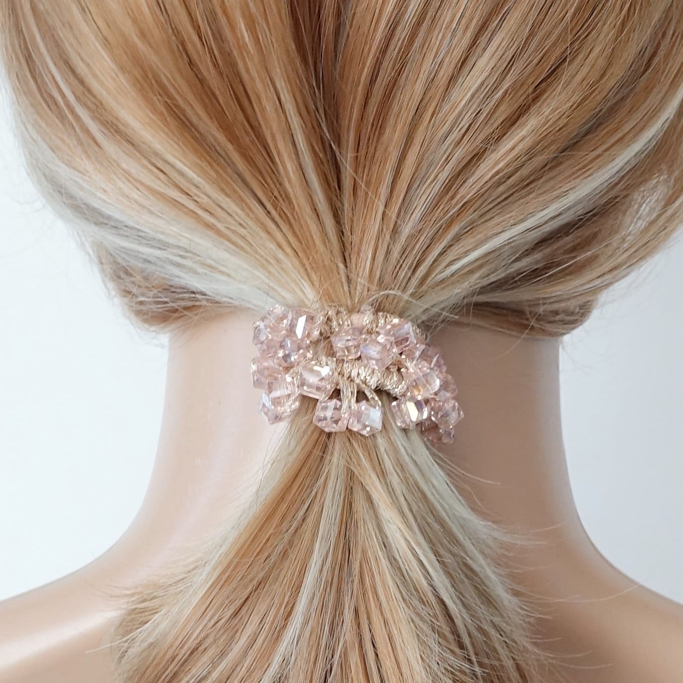 veryshine.com Ponytail holders square glass stone beaded hair elastic holder cute hair ties  women hair scrunchies
