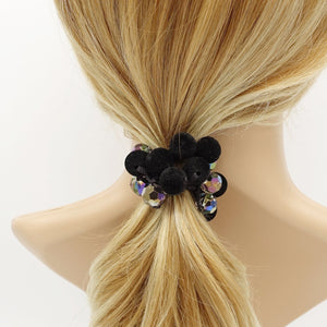 veryshine.com Ponytail holders velvet  ball beaded mini disco ball hair elastic ponytail holder