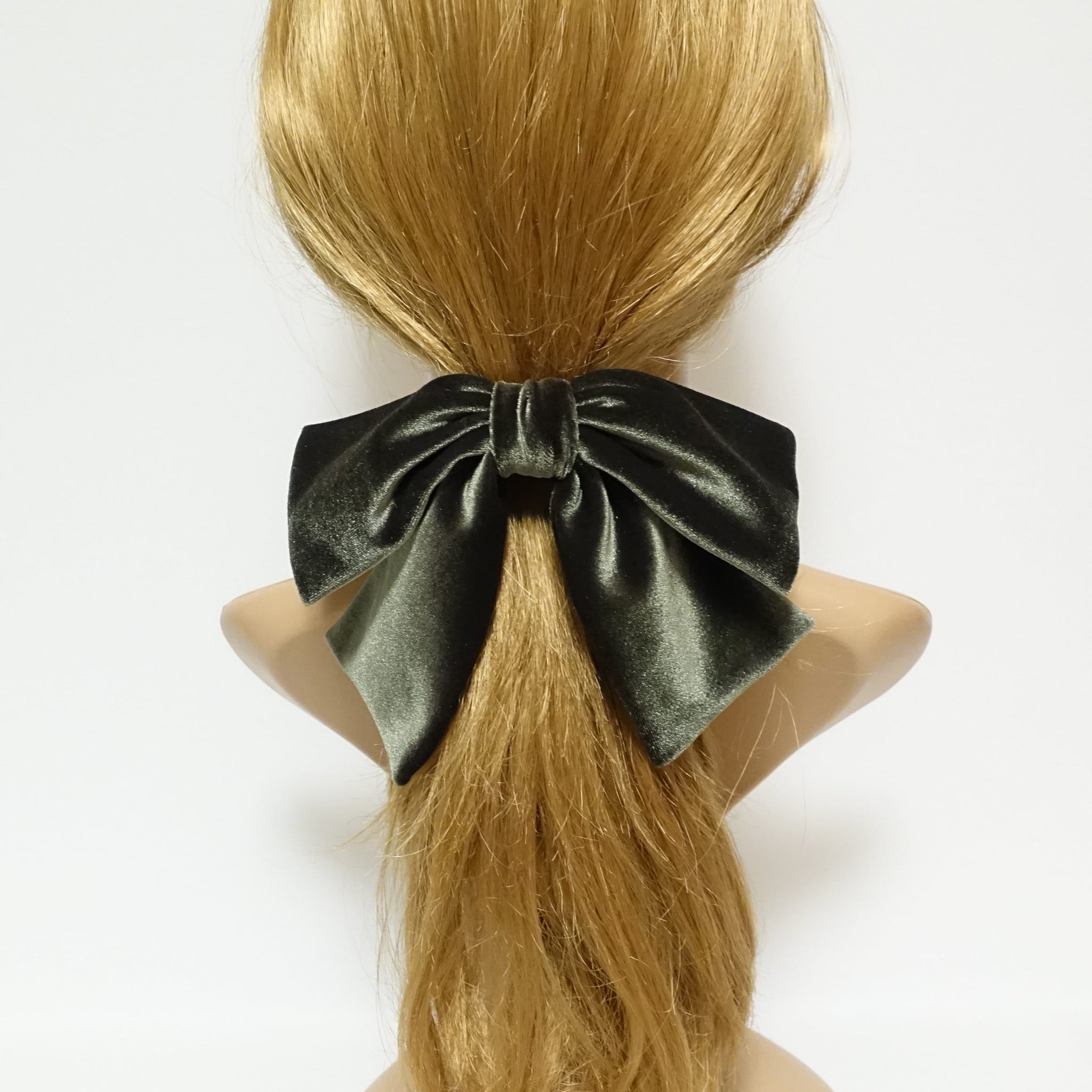 veryshine.com Ponytail holders velvet drape hair bow ponytail holder basic floppy style bow elastic hair ties women hair accessory