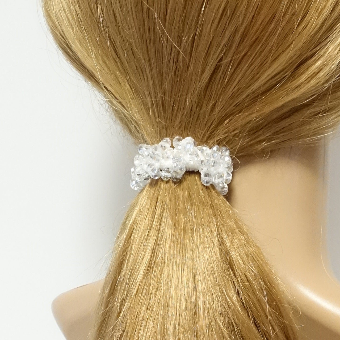 veryshine.com Ponytail holders White glass beads beaded hair elastic ponytail holder women scrunchies