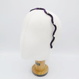 veryshine.com Purple velvet thin headband pearl hairband casual hair accessory for women