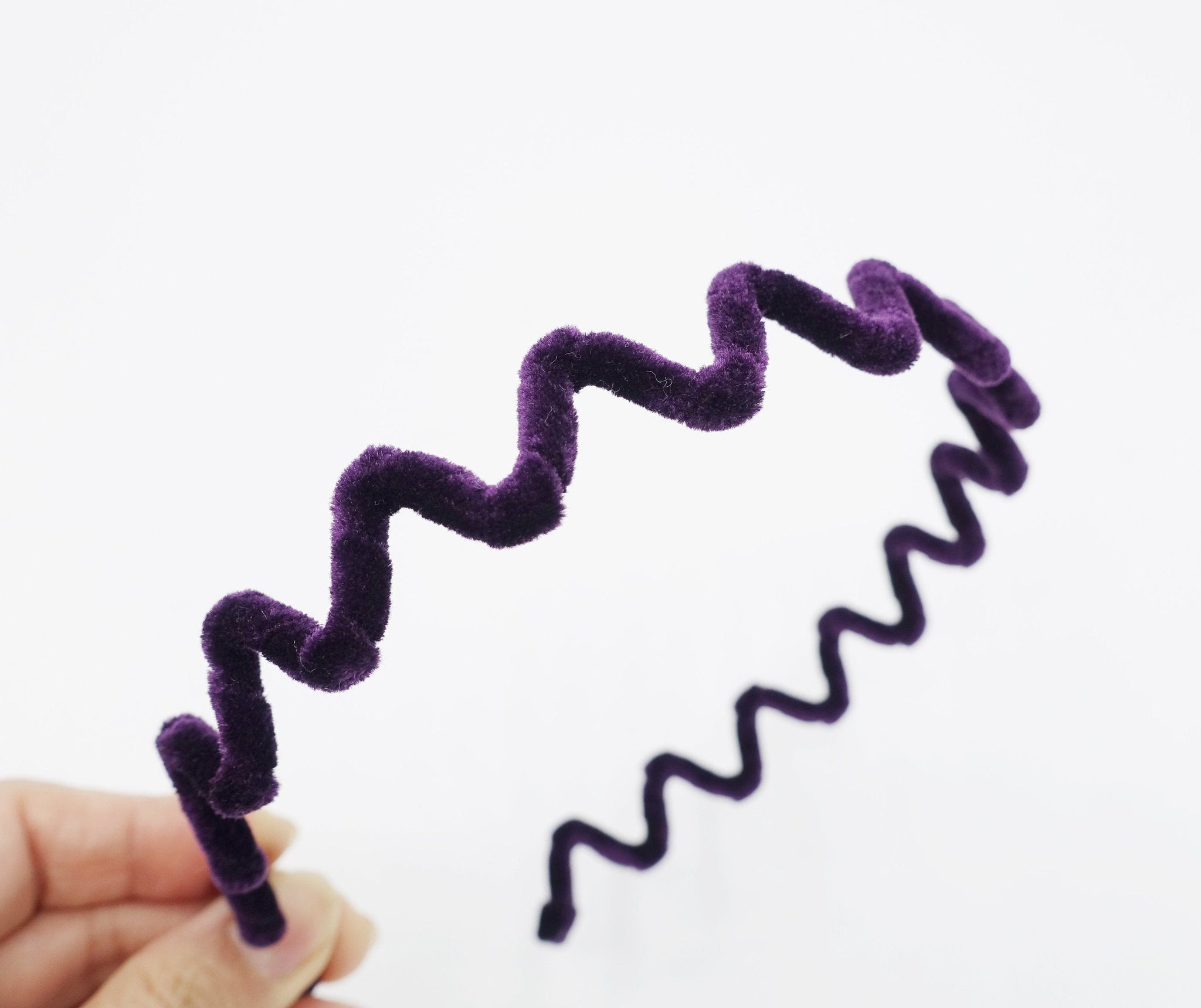 veryshine.com Purple zigzag velvet wrap wire headband