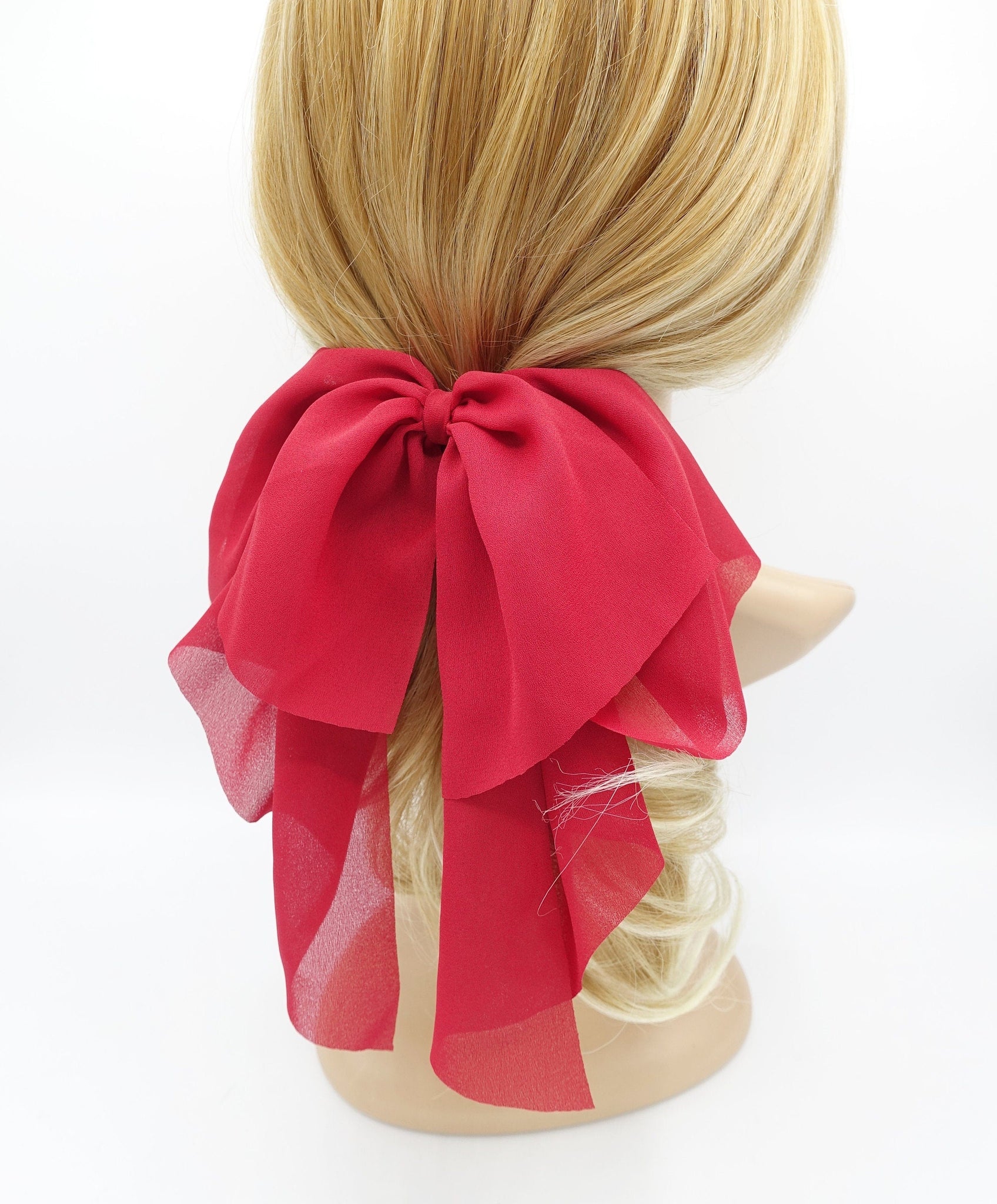 veryshine.com Red chiffon droopy hair bow sheer hair accessory for women