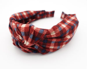 veryshine.com Red flannel knotted headband check pattern headband casual woman hairband woman hair accessories