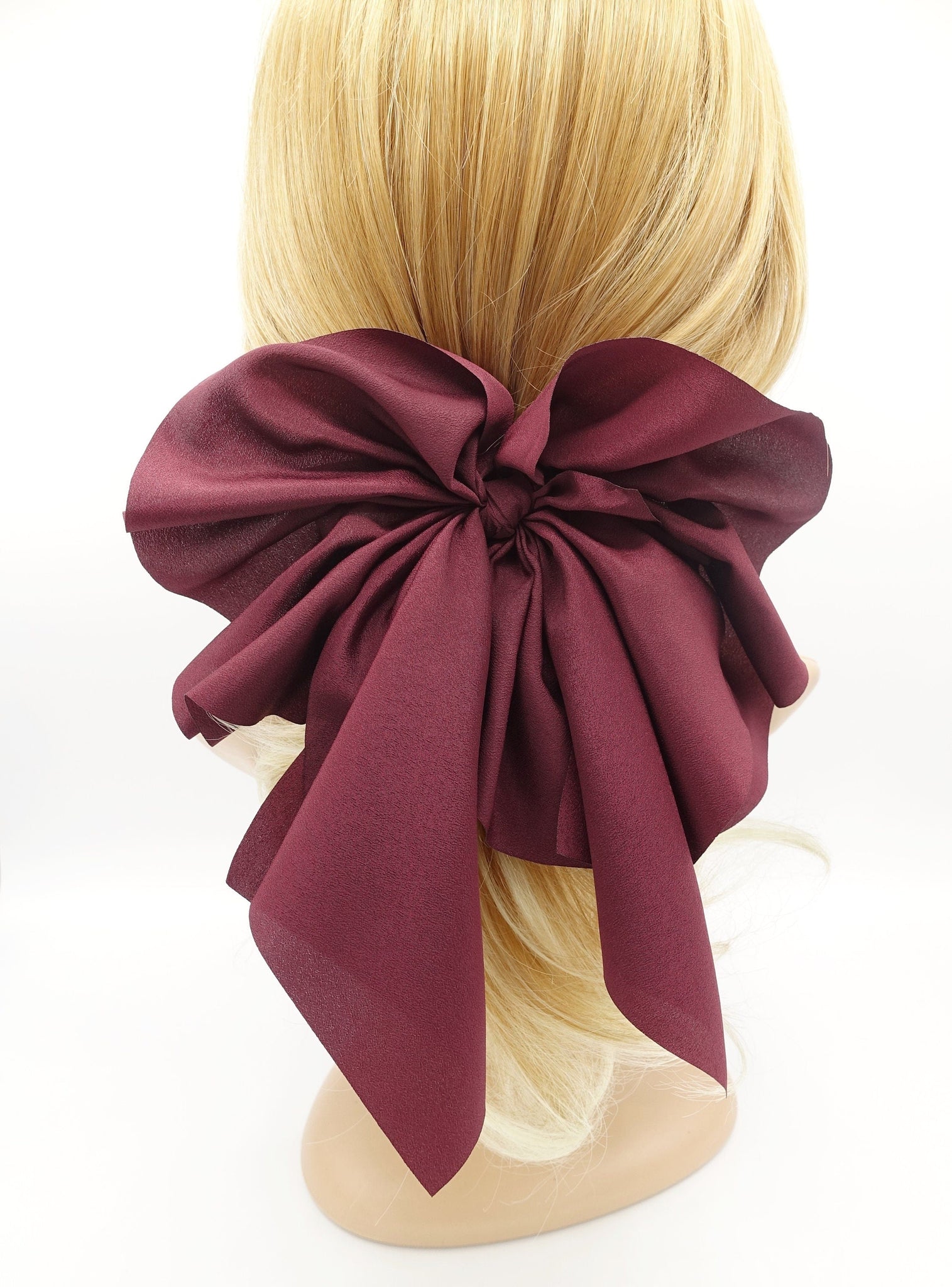 veryshine.com Red wine big pleated tail hair bow feminine hair accessory for women