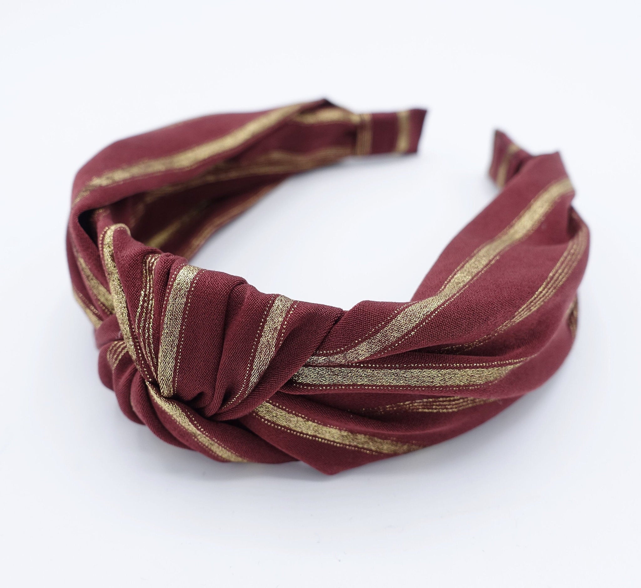 veryshine.com Red wine golden stripe knotted headband