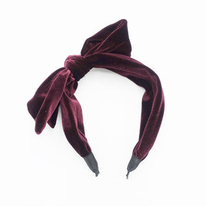 veryshine.com Red wine velvet bow knotted headband basic Fall Winter hairband for women