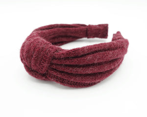 veryshine.com Red wine wool knit headband top knot hairband Fall Winter hair accessory for women