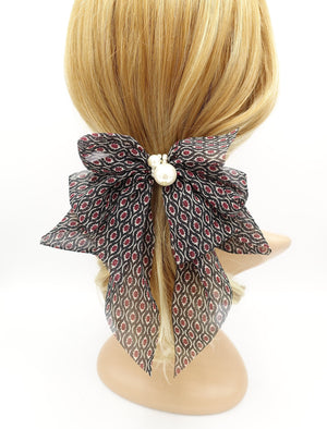 veryshine.com retro print hair bow chiffon hair accessory for women