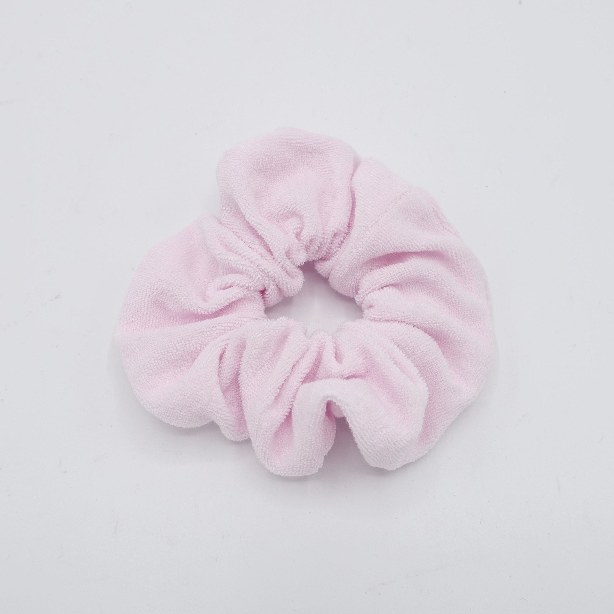 veryshine.com Scrunchies Baby pink terry cloth scrunchies solid cotton scrunchies hair elastic accessory for women