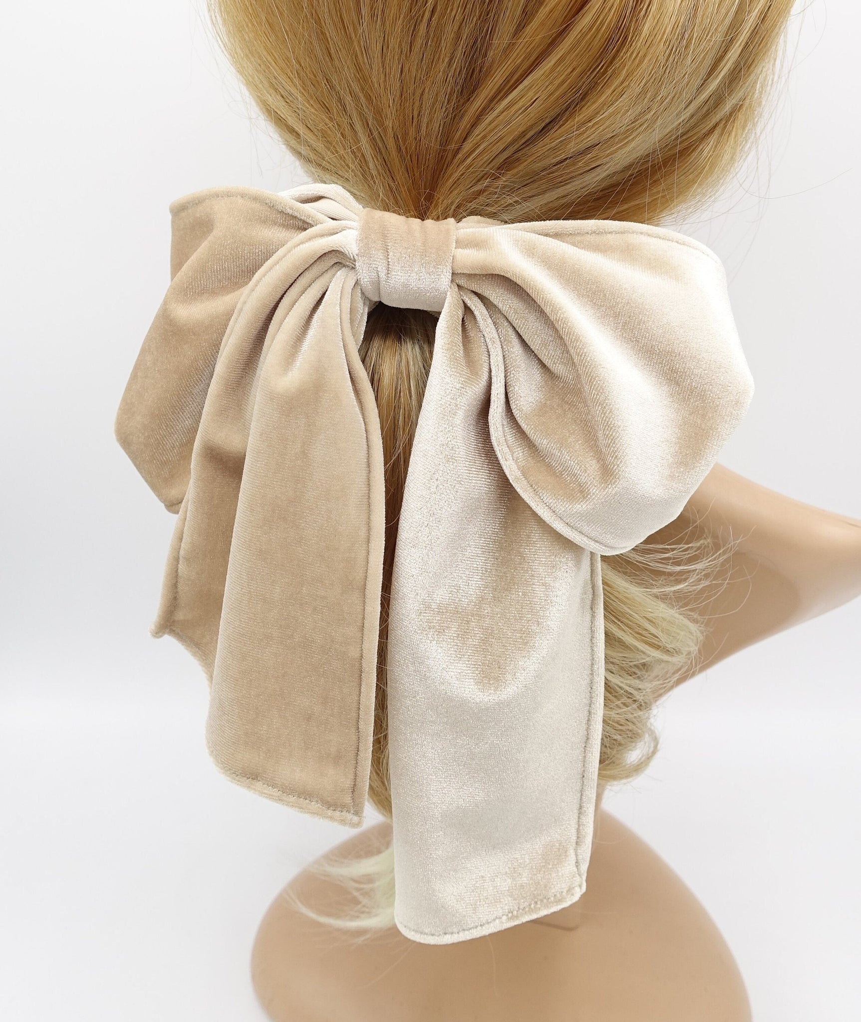 veryshine.com Scrunchies Beige bow knot velvet scrunchies stylish hair tie trendy women hair accessory