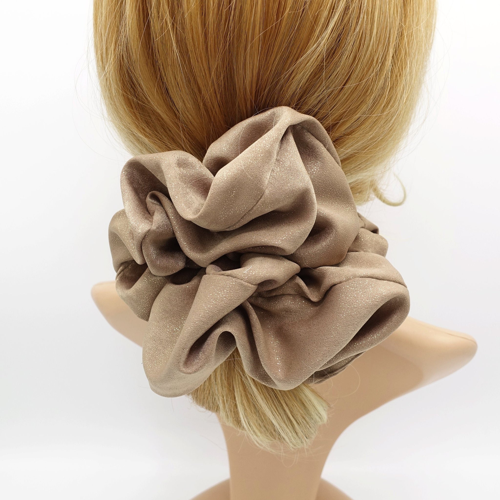 veryshine.com Scrunchies Beige sparkly oversized  scrunchies large hair scrunchies hair accessory for women