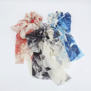 veryshine.com Scrunchies big flower print chiffon scarf scrunchies bow knot hair elastic scrunchie for women
